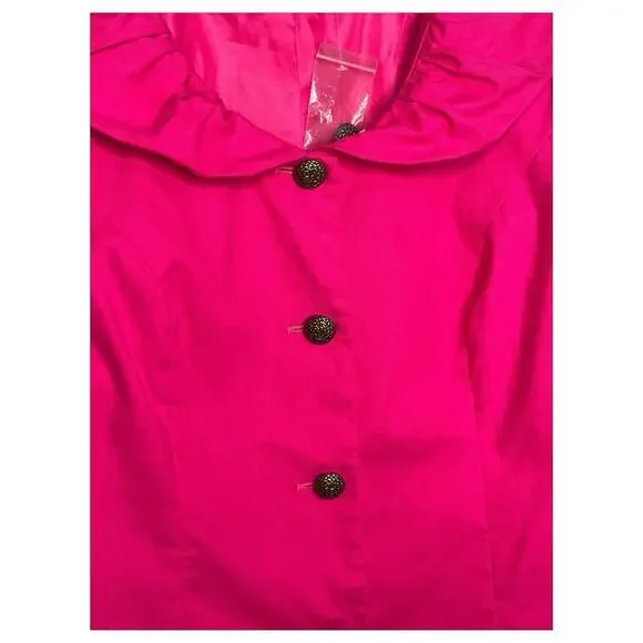 Chadwicks Blazer Womens 14 Pink Linen Jacket Peter Pan Collar Career Wear - Picture 9 of 13